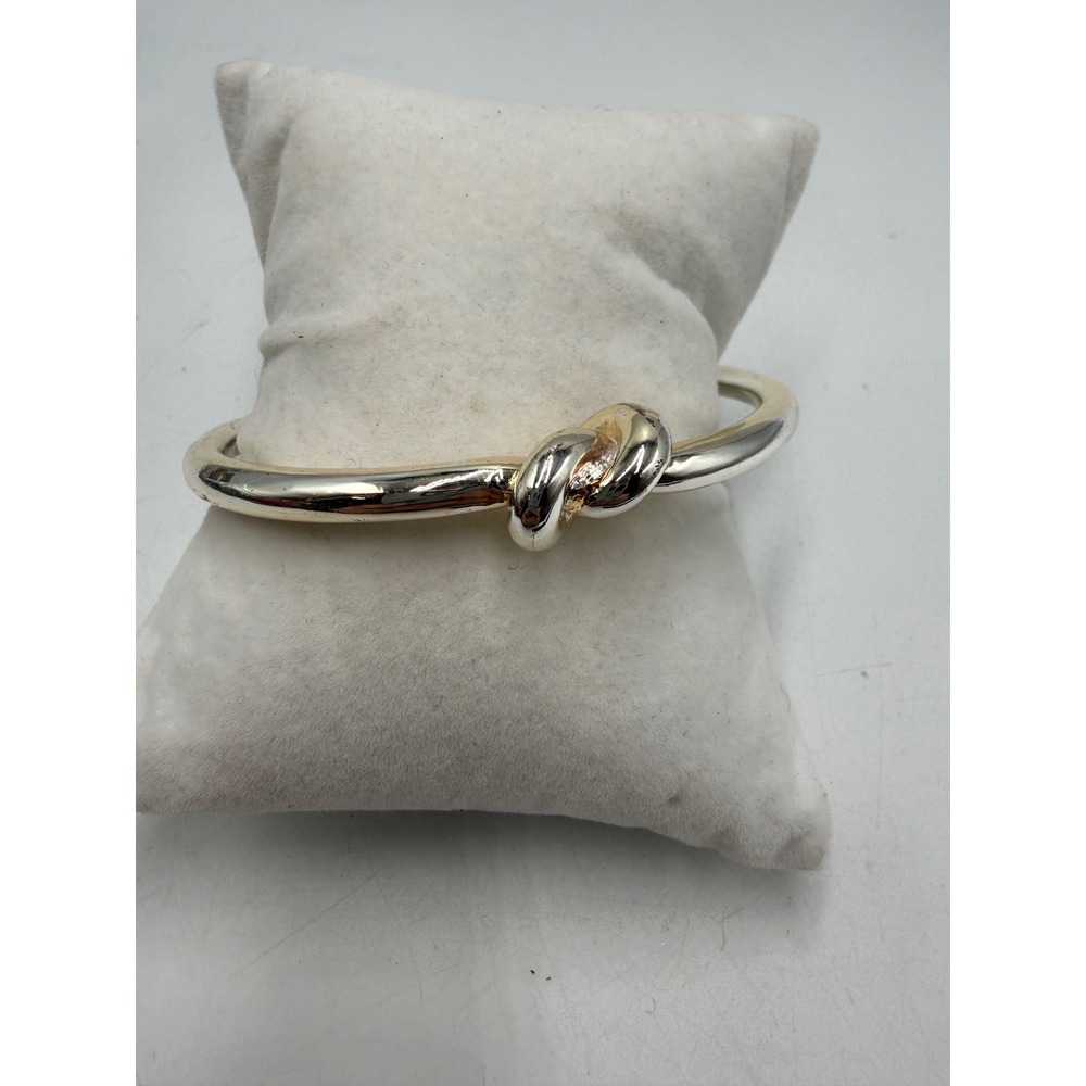 Gold Tone Love Knot Bangle Bracelet Minimalist Polished Round Band